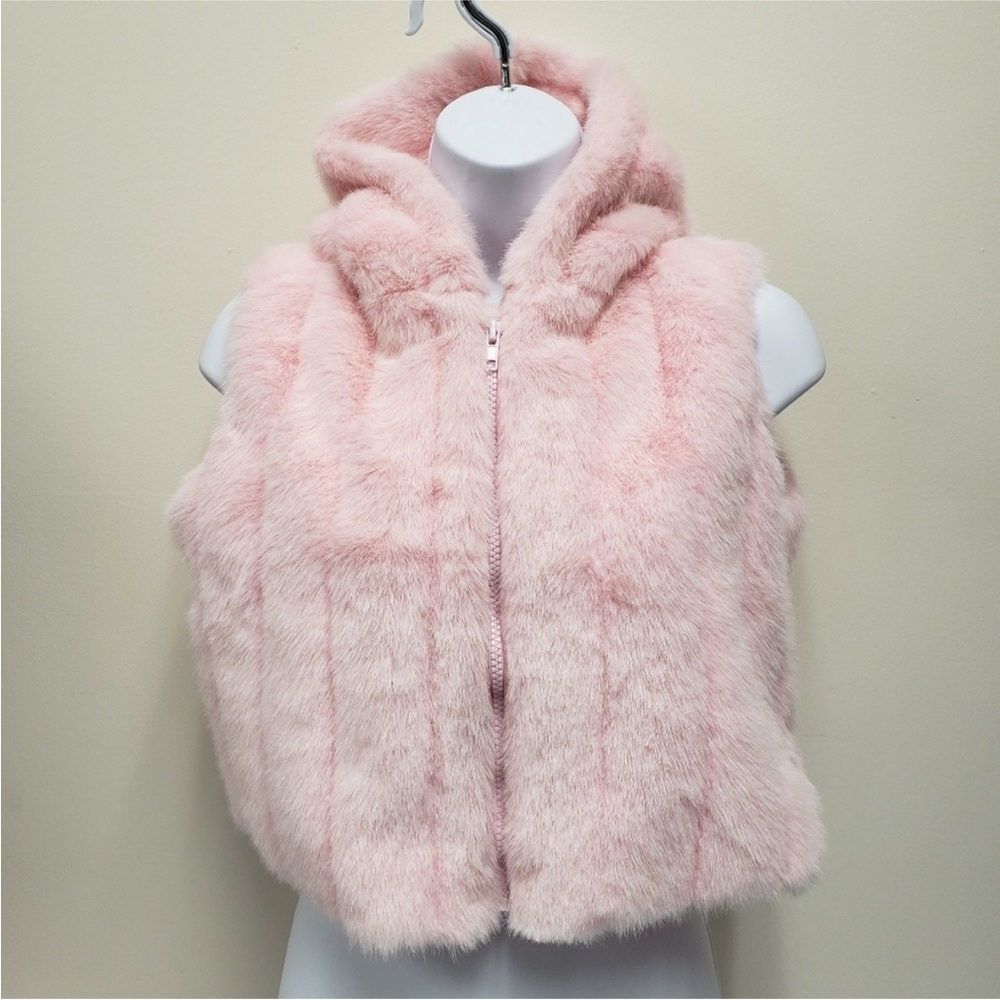 Fabulous Furs for Animal Lovers Girls Faux Fur Hooded Vest Zip Size Medium